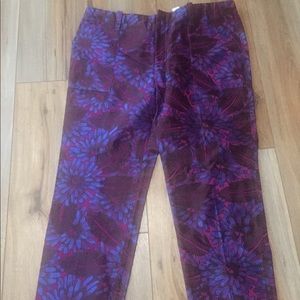 J. Crew floral raspberry garden dress pants